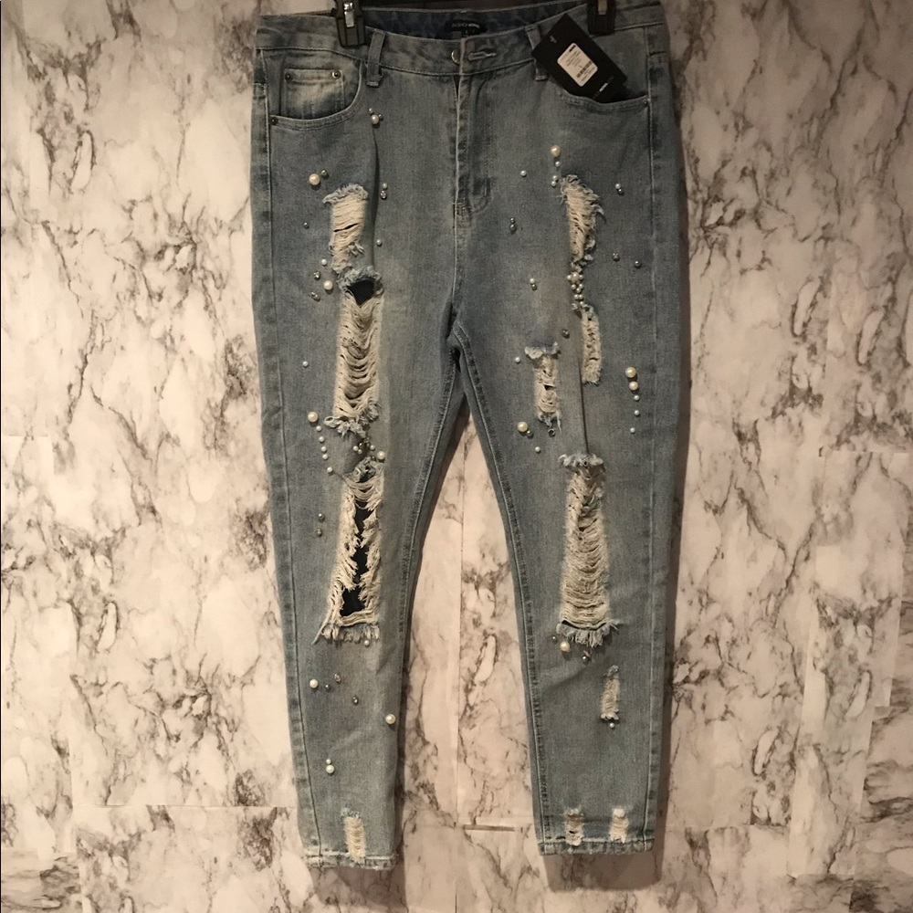 NWT fashion nova pearl jeans
